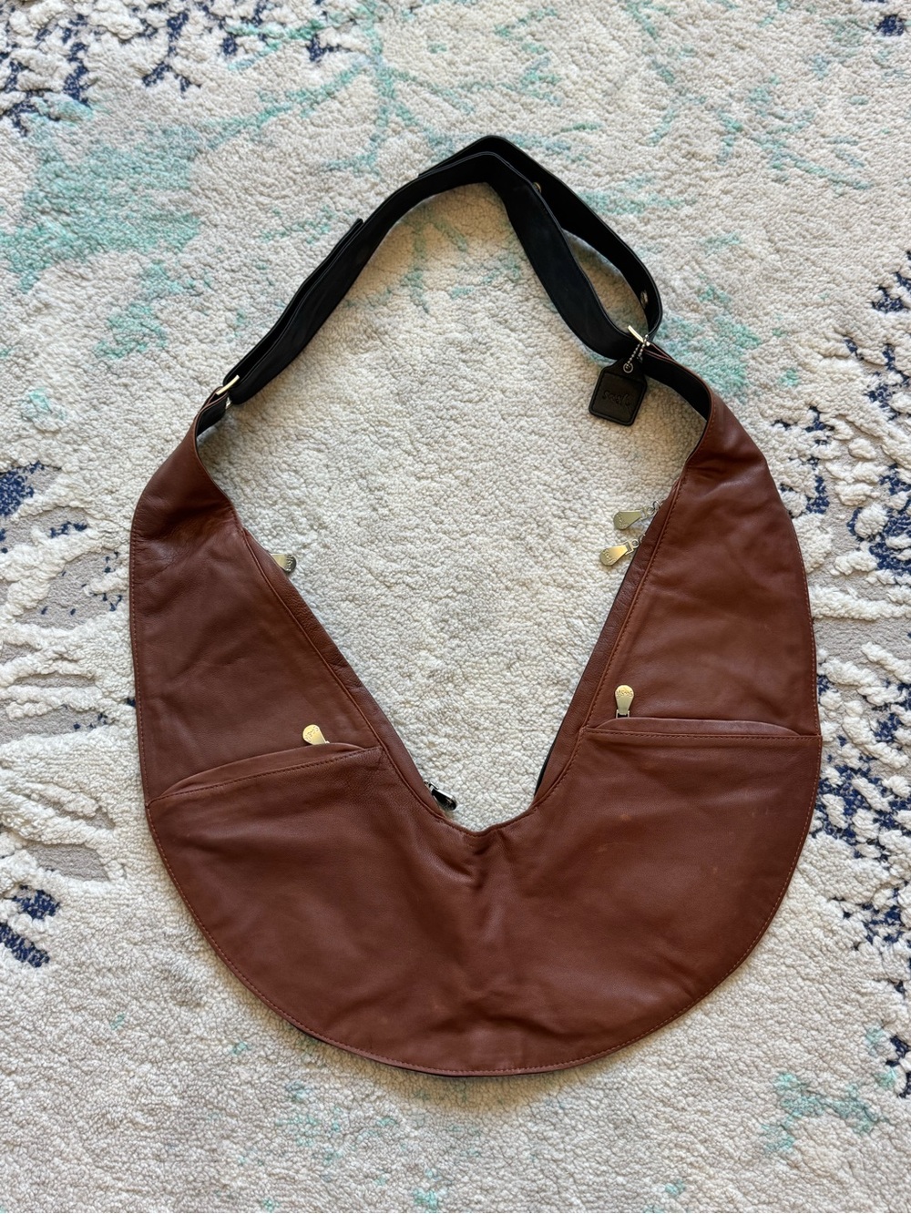 The Sash Bag Classic Reversible Leather Crossbody Brown Black EUC - Picture 5 of 10